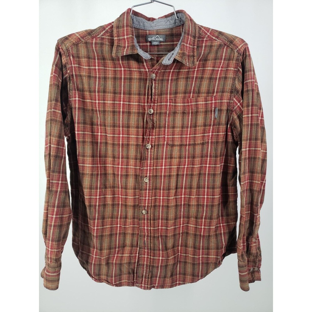 Eddie Bauer Flannel Size Large Plaid Button Down Outdoor‎ Wilderness Edition - Picture 2 of 7